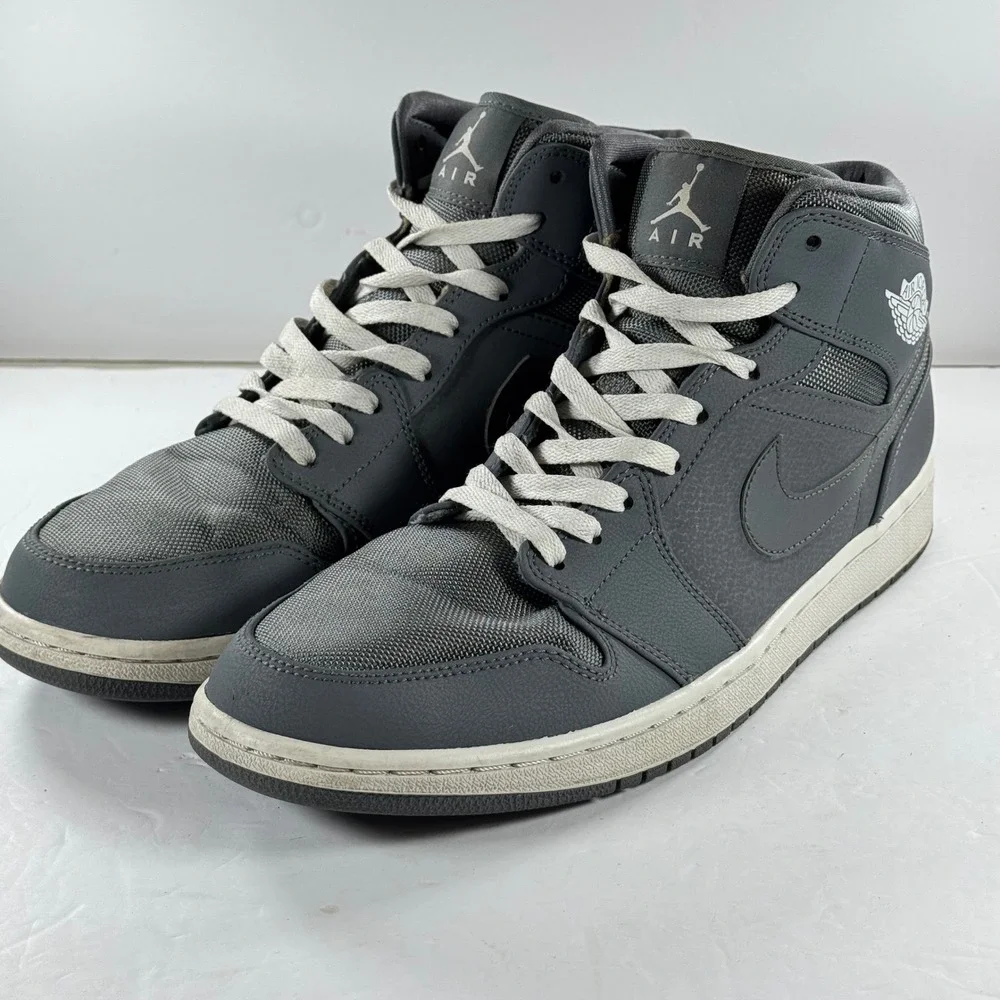 Nike Air‎ Jordan 1 Mid Cool Grey White 554724-022 Mens Size 12 Basketball Shoes